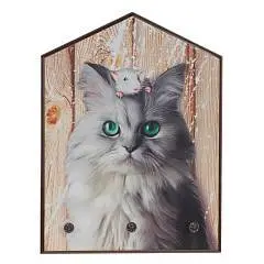 Ключница, L21 W3 H28 см. кот, открытая, светлая, фото №1