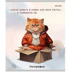 Тетрадь предметная 48л «Жил был кот» География, фото №1