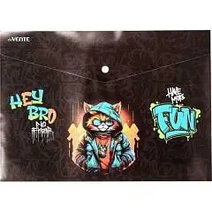 Папка на кнопке "deVENTE. Hey Bro" A4, фактура песок, фото №1