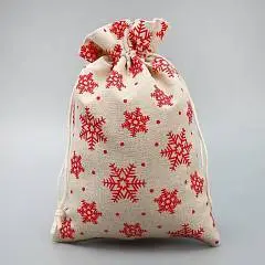 Мешочек подарочный холща «Дарю от всей души», снежинки красные 1, фото №1