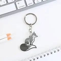 Брелок для ключей акриловый зеркальный "Лиса"3.9*5см, фото №1