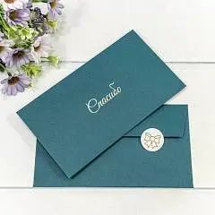 Конверт подарочный "Спасибо" изумрудный 16,9*9,4см, фото №1