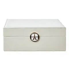Шкатулка для украшений, L24 W18 H9 см, кожзам, молочн, фото №1