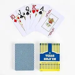 Карты игральные пластик TEXAS, 54 шт, 32 мкм, 9*6.6 см, синяя ру, фото №1