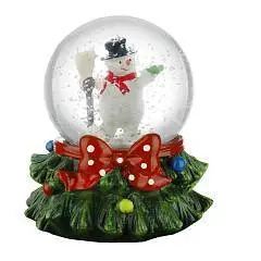 Новогодний сувенир Снежный шар"Радостный снеговик"8х10 см d=6,5, фото №1