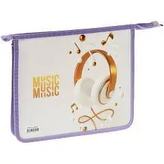 Папка д/тетр А5 молн пластик My music Спейс, фото №1