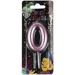 Свеча для торта Цифра 0 Розовая, фото №1