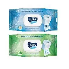 Влажная туалетная бумага AURA ULTRA COMFORT с крышкой 80 шт, фото №1