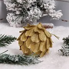 Набор украшений Шишки 7см 3шт пенопласт ЛЬДИНКА  золото, фото №1