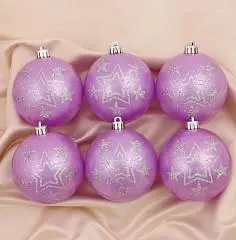 Шар елочный пластик 8 см сиреневый, фото №1