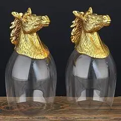 Набор 2 бокала д/виски и коньяка "Лошадь"  350мл Gold, фото №1