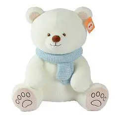 Игрушка мягкая Мишка гладкий с шарфом белый 40см, фото №1