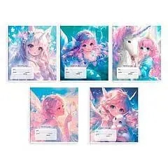 Тетрадь 12л КЛЕТКА "ДЕВОЧКИ-ЭЛЬФЫ" УФ-лак, фото №1