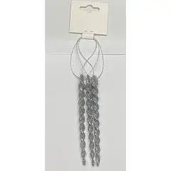 Набор украшений Сосулька 13,5см 3шт ЛЬДИНКА серебр блестки, фото №1