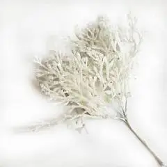 Ветка Туи с глиттером на вставке, H20см, белый, фото №1