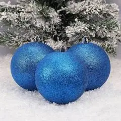 Набор шаров 10см Блеск 3шт пластик 231294 ЛЬДИНКА синий, фото №1