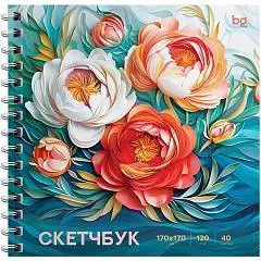 Альбом д/эскизов В6+ 170*170см 40л  Пионы 120г, фото №1