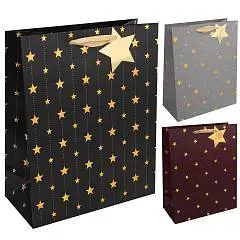 Сумка подарочная "Звёзды" фольга 26*32*12см, фото №1