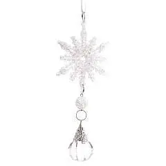 Украшение новогоднее "Снежинка", белый  L7 W3 H17 см, фото №1