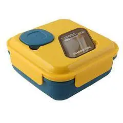 Ланчбокс 17,5х17,5х8см 1300мл сине/желтый, фото №1