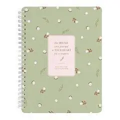 Тетрадь 96л КЛЕТКА "Апрель" зеленый спираль, фото №1