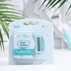 Сменные кассеты жен TopBeauty Paris, 2шт, 5 лезвий голуб, фото №1