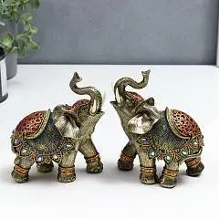 Фигурка Слон в синей попоне с сапфирами полистоун, фото №1