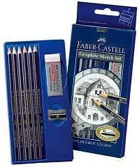 Набор Goldfaber (кар 2H,HB,B,2B,4B,6B)+точилка+ластик, фото №1
