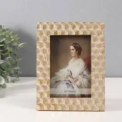Фоторамка полистоун 10х15 см "Кубики" золотистая, фото №1