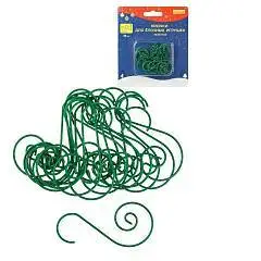 Набор  крючков для ёлочных  украшений, 20 шт, зеленые,5*2.5см, фото №1