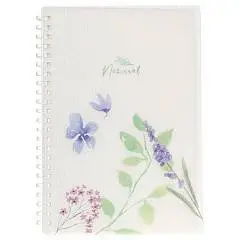 Тетрадь 80л КЛЕТКА "NATURAL BLUE FLOWERS" пласт обл , мягк спира, фото №1
