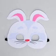 Маска на резинке фетр «Зайчик» белый, фото №1