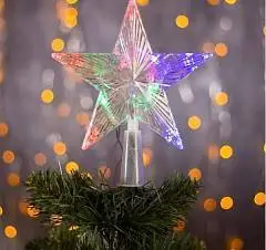 Верхушка на елку "Звезда прозрачная" 15х15 см, 10 LED, RG/RB, фото №1