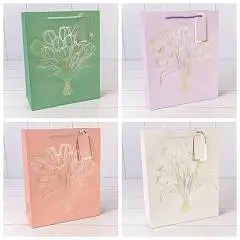 Сумка подарочная "Букет" 26*32*12см тиснение, фото №1