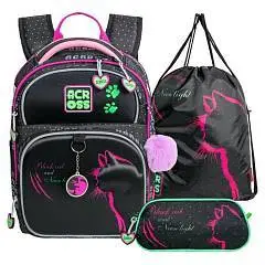 Рюкзак жесткокаркасный "Pink and Black" 37х28х15см, сменка, пенал, фото №1