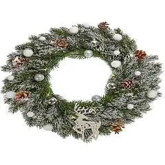 Венок новогодний светящийся Зимний лес 50см + гирлянда, фото №1