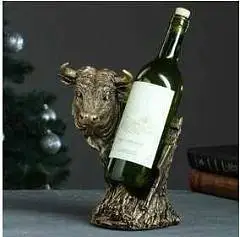 Подставка под бутылку "Бык" (золото) L16W21H25, фото №1