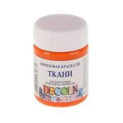 Краска по ткани "Декола"  50мл оранжевая акрил, фото №1