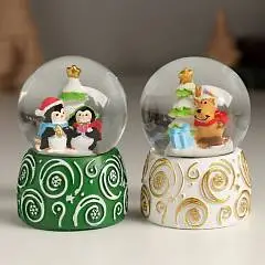 Снежный шар нг снежные узоры с персонажем  стекло 4.5*4.5*6.8 см, фото №1