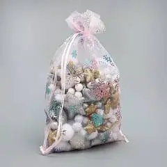 Мешочек подарочный органза «Снежинка» розовая 16 ? 24 см, фото №1