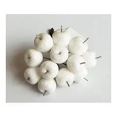 Набор яблок с глиттером на вставках 12шт., D2,2xL10,5см, белый, фото №1