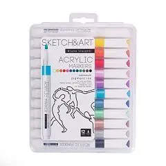 Набор марк акрил водн 12цв осн цв BV Sketch&Art пл бокс, фото №1