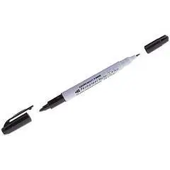 Маркер перманентный Crown двусторонний, 4мм/2мм, черный, фото №1