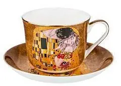 Чайный набор на 1 персону "Поцелуй"  2 пр. 500 мл,золотой, фото №1