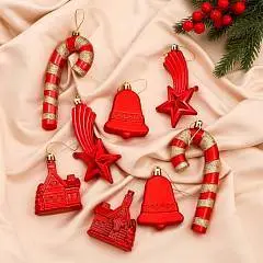 Набор украшений "Уютный вечер" (набор 8 шт) красный, фото №1