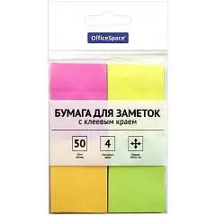 Бумага с клеевым краем 38x51мм, 200л., 4 неоновых цвета, фото №1
