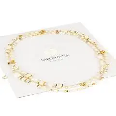 Колье"Сливочный крем" (натур. камни), фото №1