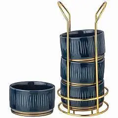 Набор Салатников "Herbal"На Подставке 4 Шт 9Х5 См 230 Мл Синий, фото №1