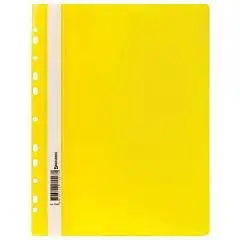 Скоросшиватель пластиковый с перфорацией BRAUBERG, А4, желтый, фото №1