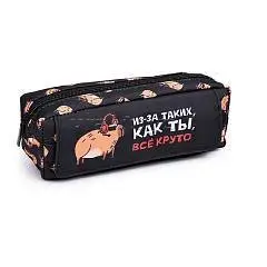 Пенал школьный "Крутая капибара" молния б/наполн 20х7х5см, фото №1